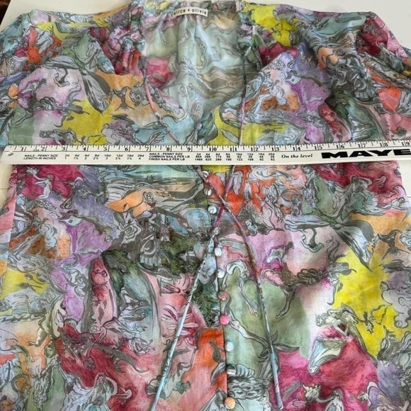 Alice + Olivia Silk Blouse Top Long Sleeve Cotton Size XS - Picture 10 of 10